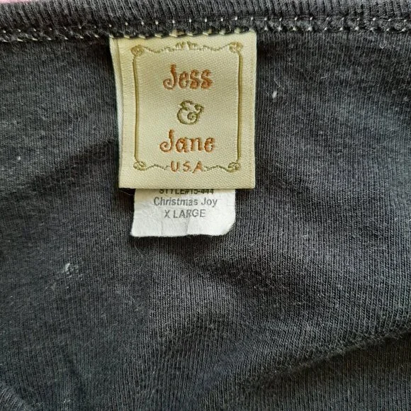 Jess & Jane Top Women Large Black Christmas Tree Presents V-Neck Top XL - Picture 7 of 7